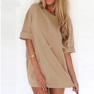 Tan mini t-shirt dress